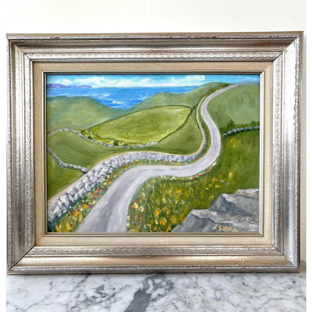 Ireland Path by Reta Snow, Oil on Board, Signs and Framed