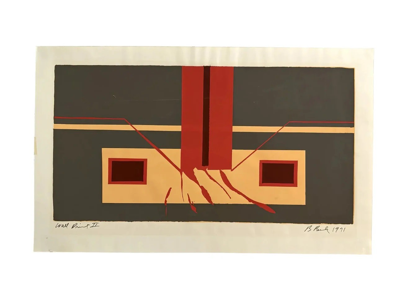 Barbara Beck 1971 Mid Century Modern Screen Print on Paper, "Wall Print I I", Signed
