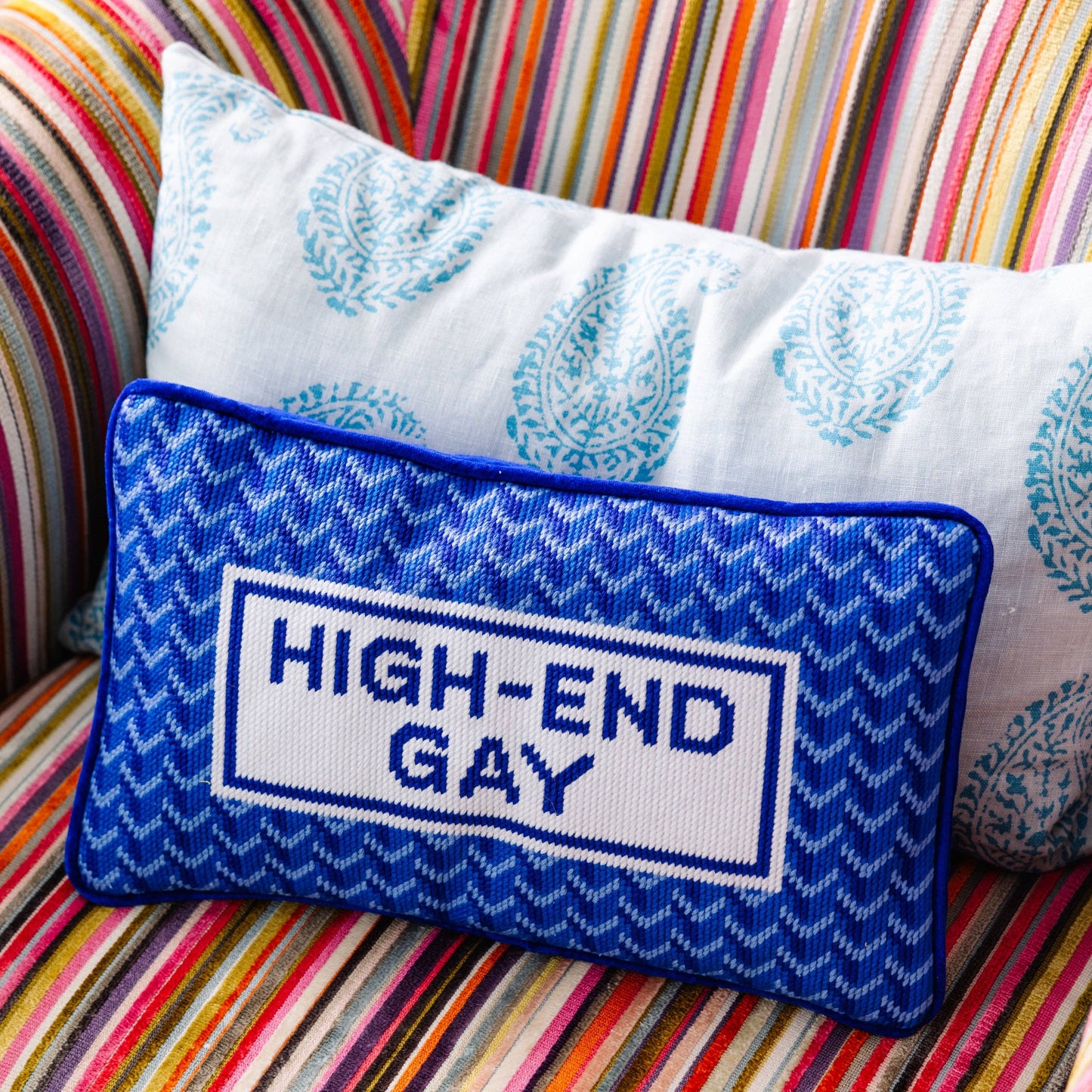 Furbish Studio - High End Gay Needlepoint Pillow