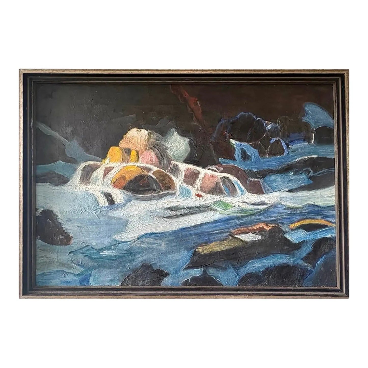 Vintage Oil, Painting, Landscape on Canvas in Original Frame