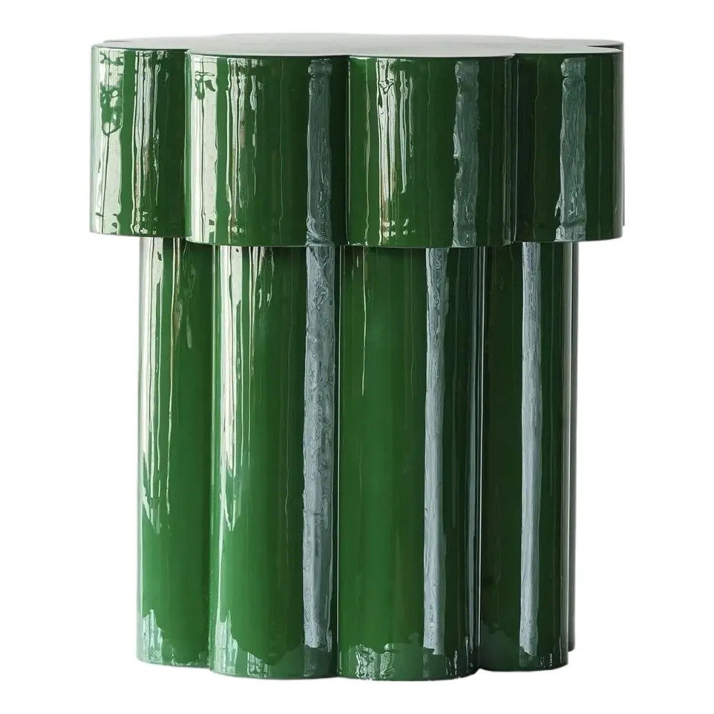 Matthew Izzo Home Lucky Glossy Emerald Metal Flower Side Table