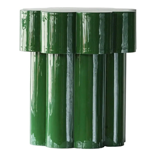 Matthew Izzo Home Lucky Glossy Emerald Metal Flower Side Table