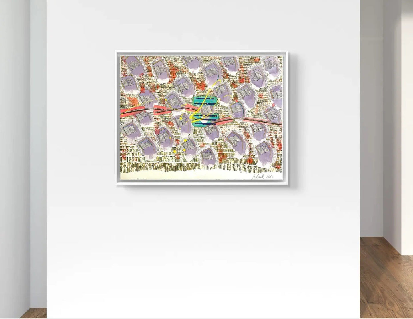 Pintura Acrílica Abstracta sobre Papel Barbara Beck 1989