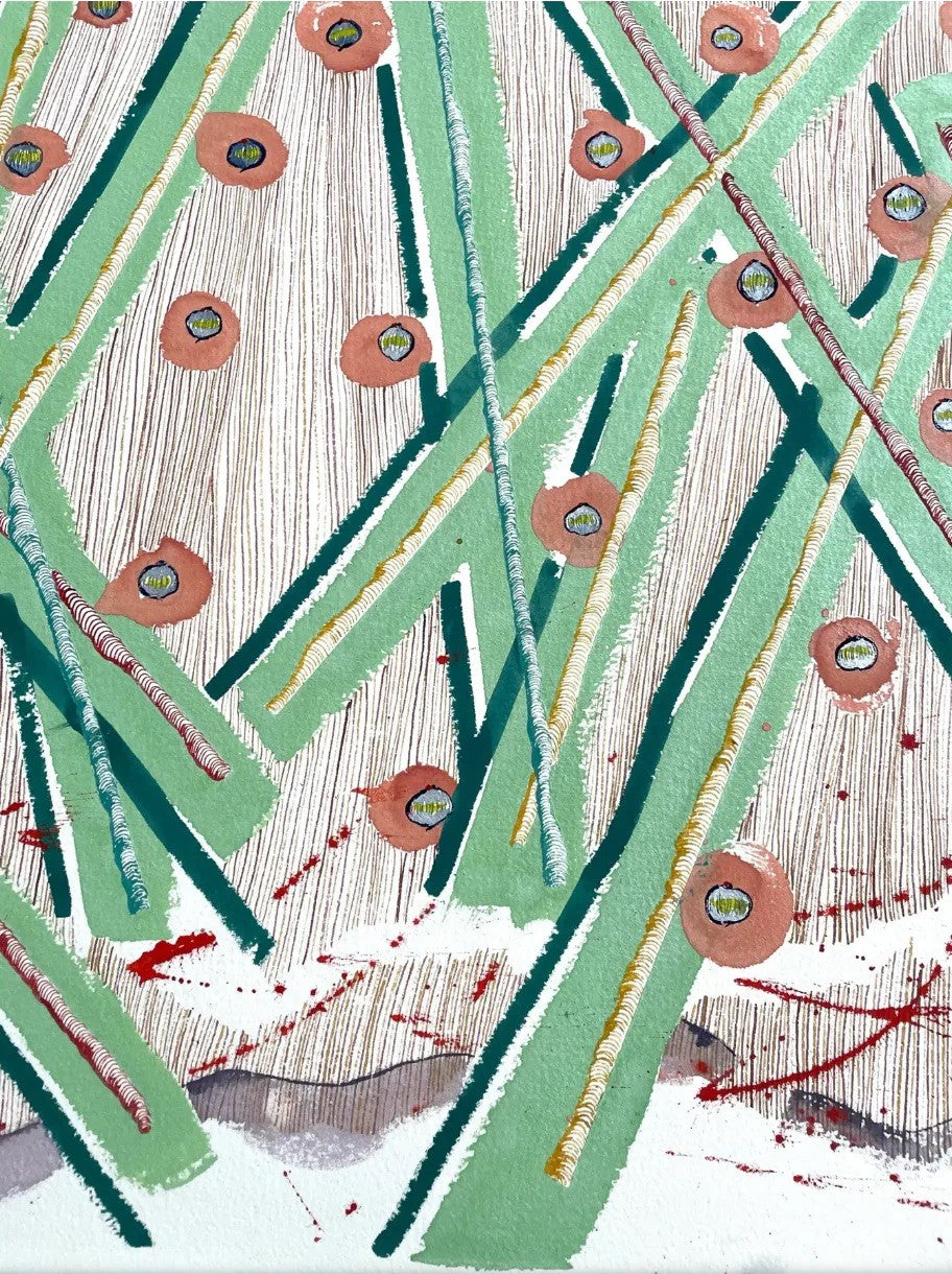 Pintura abstracta sobre papel de Barbara Beck de 1988