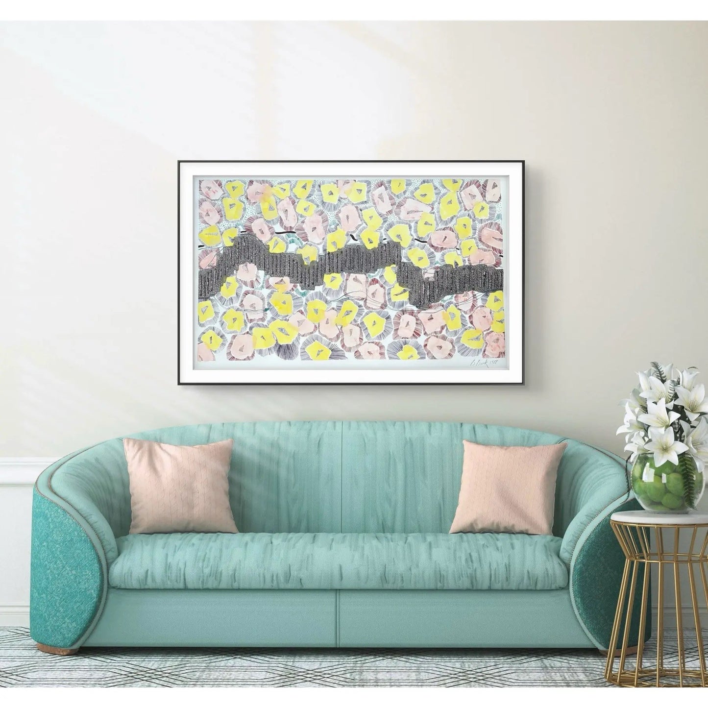 Barbara Beck 1998 Abstract Acrylic and Watercolor Painting on Paper - Signed/Dated