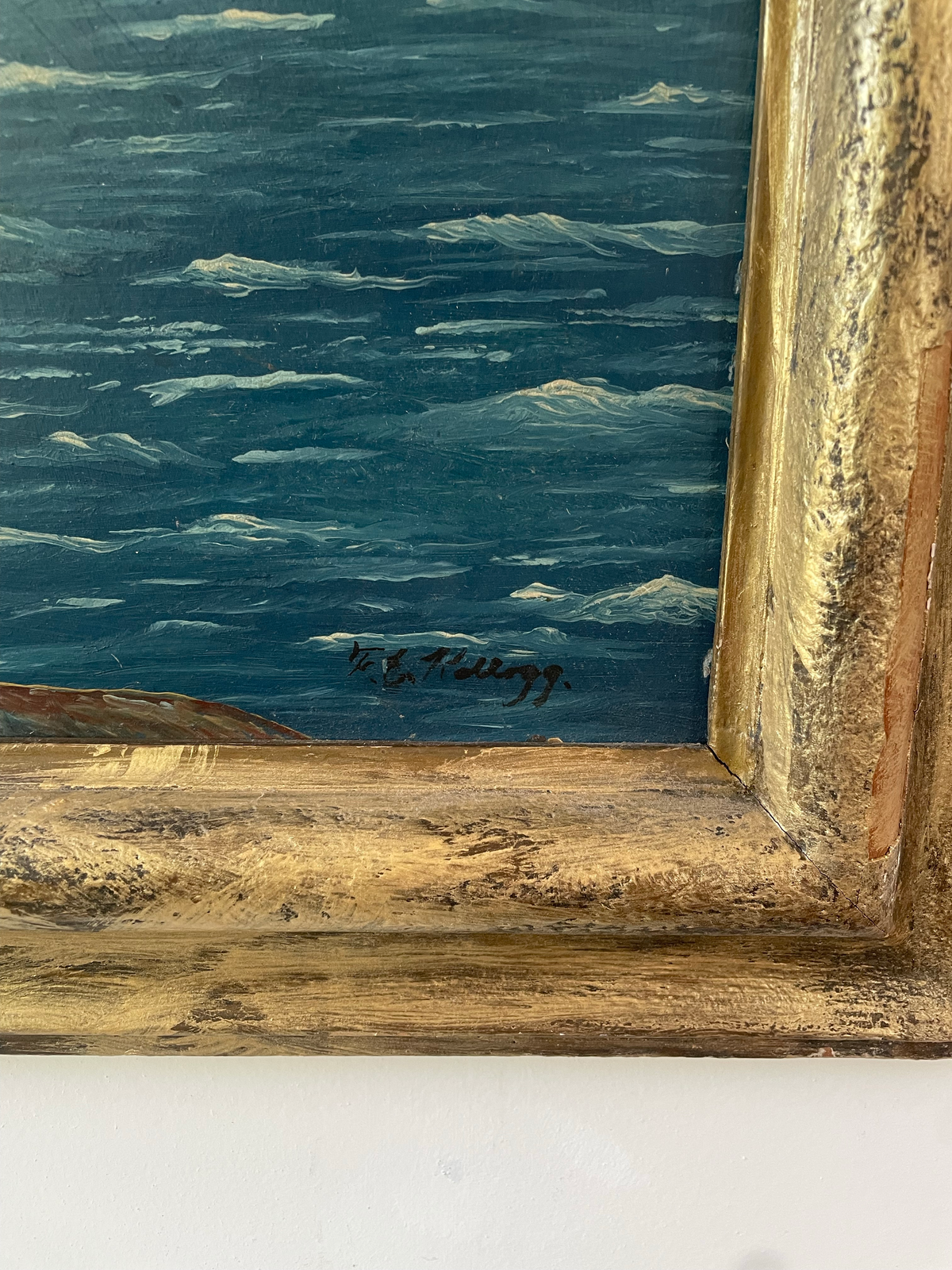 Oil Landscape Painting on Board Signed