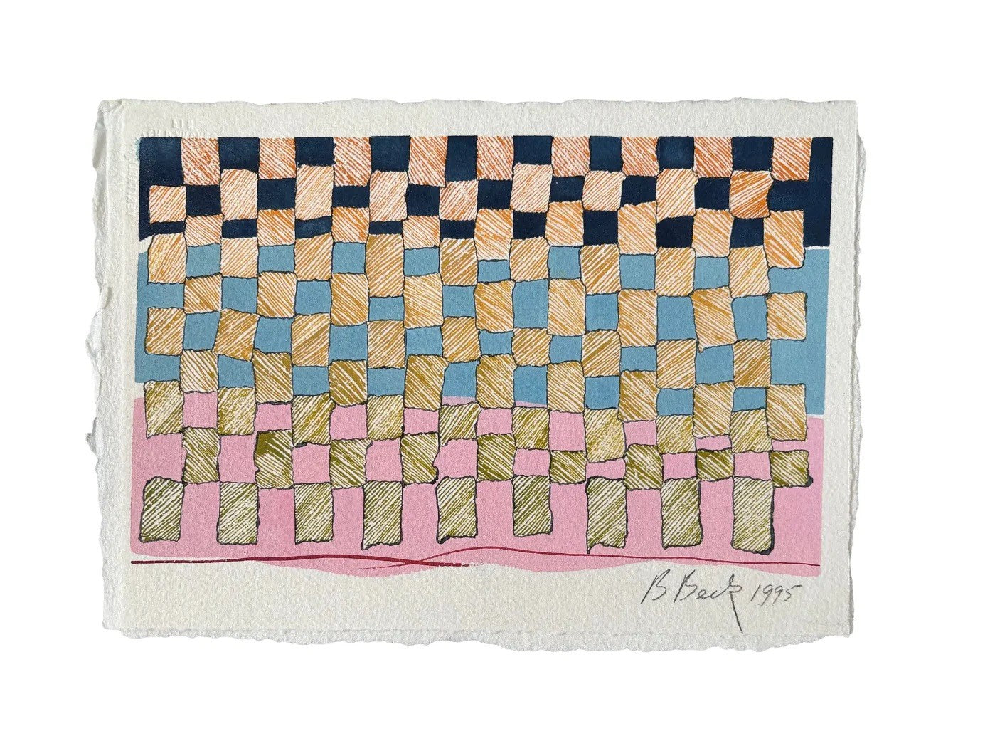 Barbara Beck 1995 Abstract Monoprint on Paper