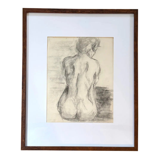 Barbara Beck 1960s Figure Drawing on Paper