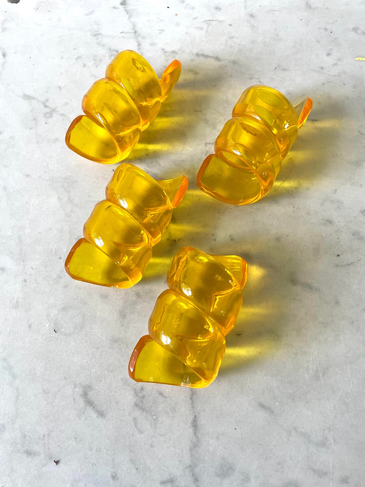Vintage Yellow Acrylic Twist Napkins Rings