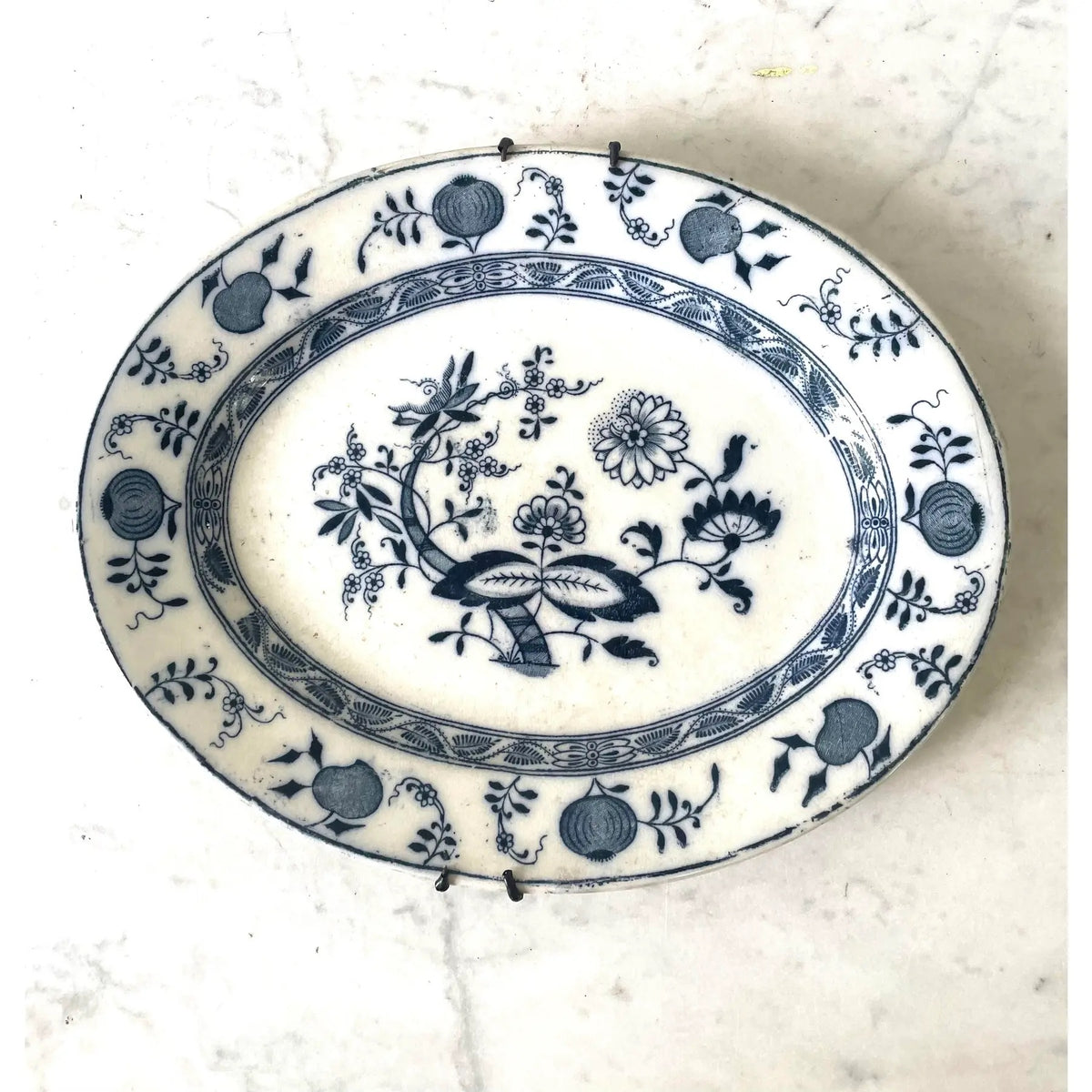 19th Century Blue and White Staffordshire Oval Wall Plate