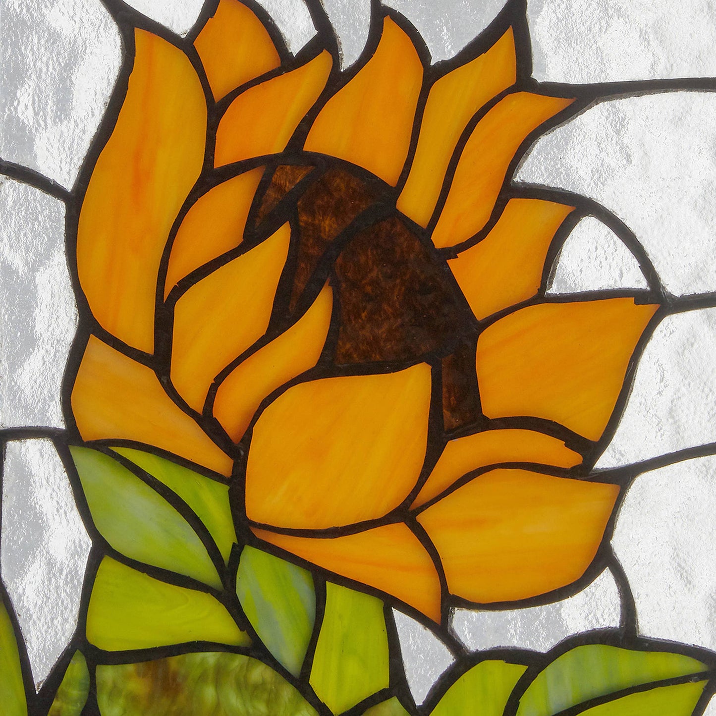 Stained Glass Multicolored Sunflower Window Panel 11.25”H