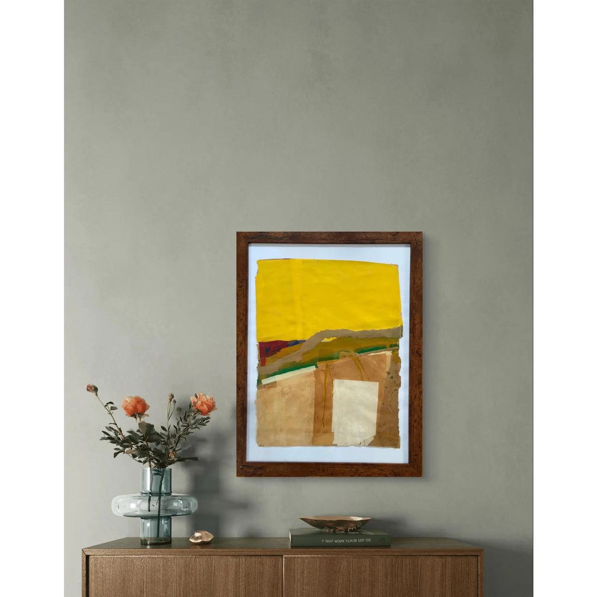 Barbara Beck 1965 Painted Paper Collage, 20 x 26 Inches, Framed