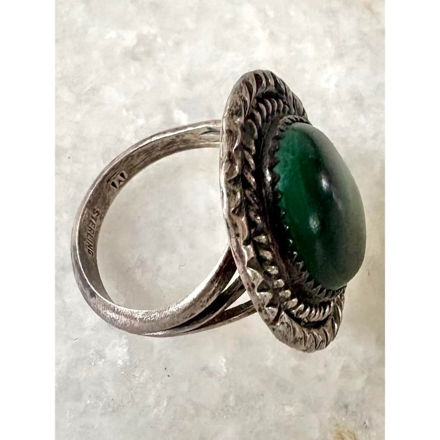 Vintage Sterling Silver and Malachite Ring