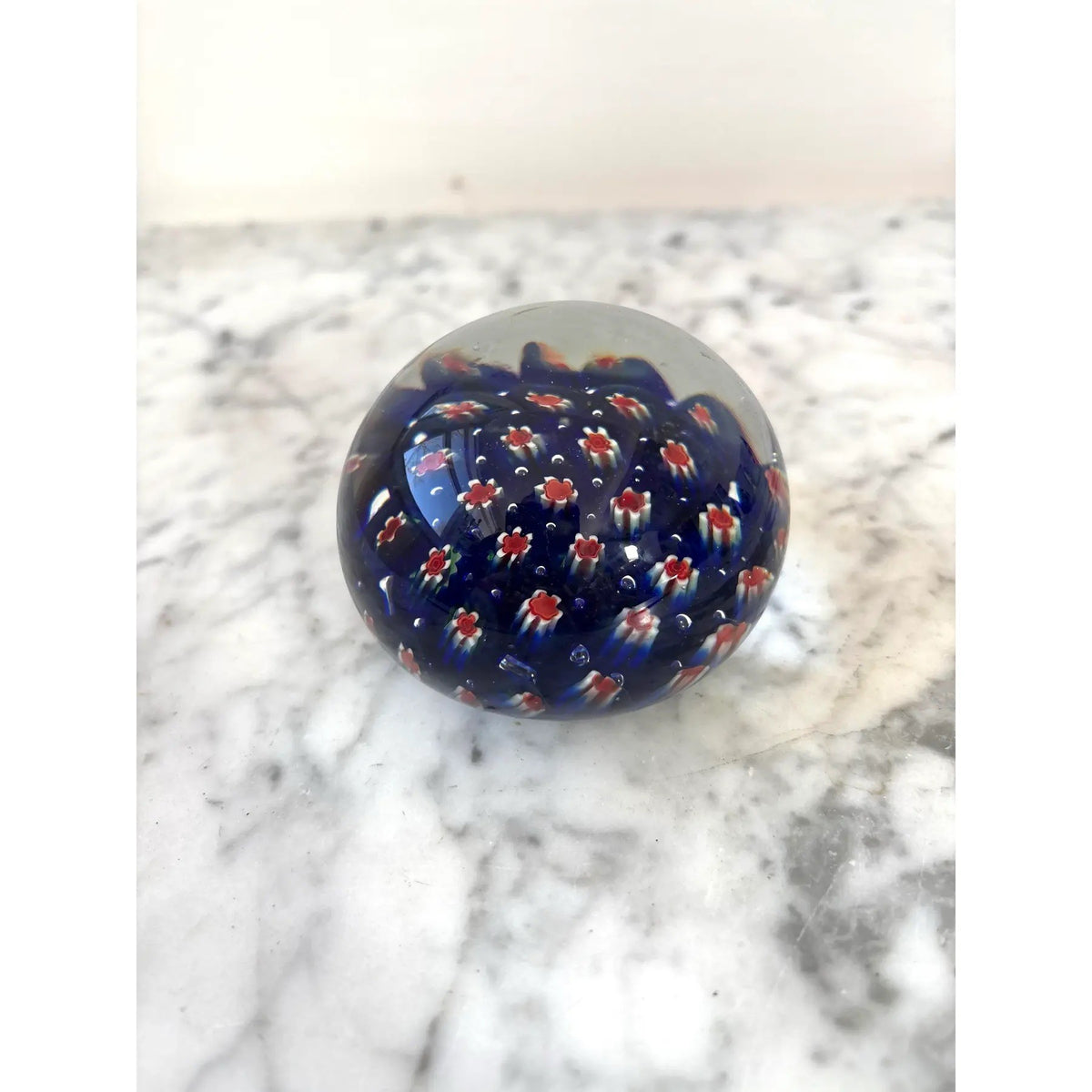 Murano Glass Millefiori Paperweight With Mini Flower Design