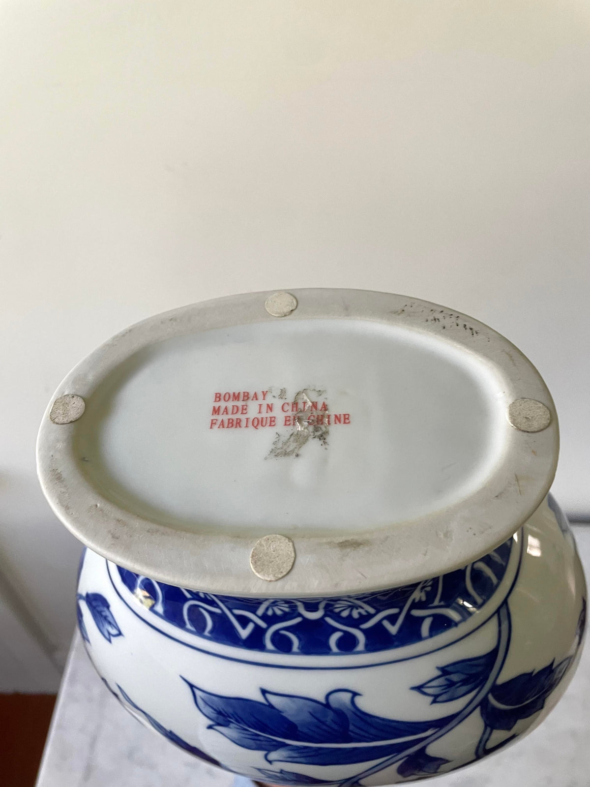 Porcelain Blue and White Chinoiserie Handle Vase