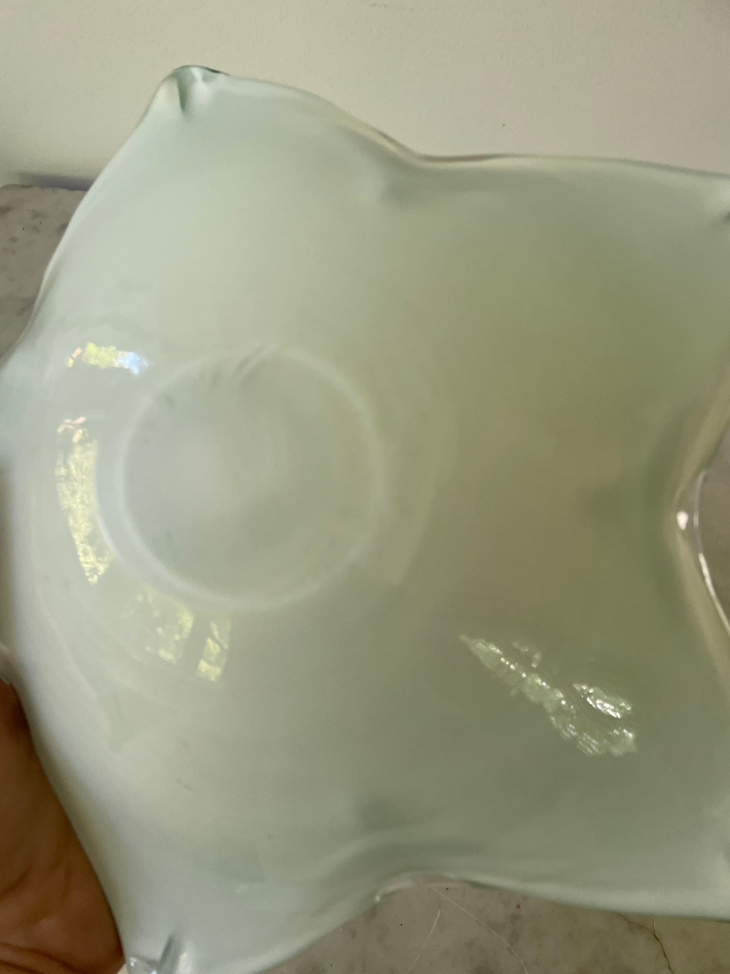 Vintage Fratelli Toso Mid Century Green and Silver Bowl