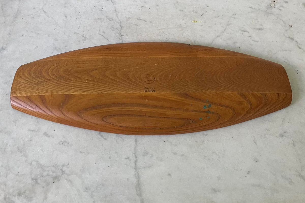 Vintage Fred Press Serving Tray With Trivet - Hand Carved Sere Wood, Japan