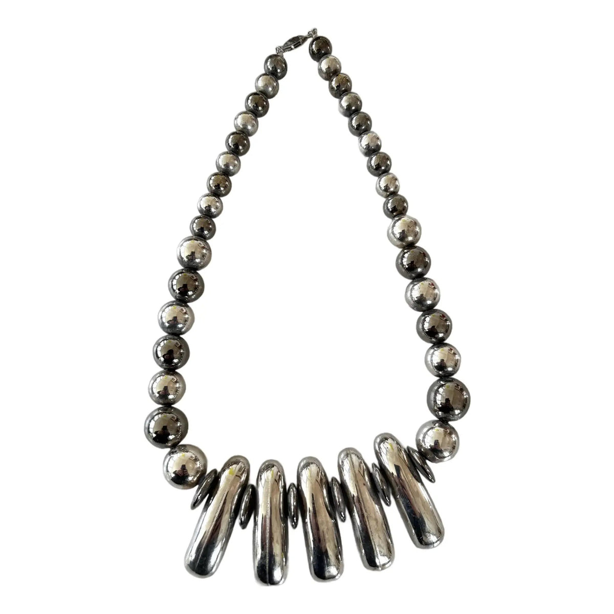 Vintage Silver Plated Large Beaded Necklace