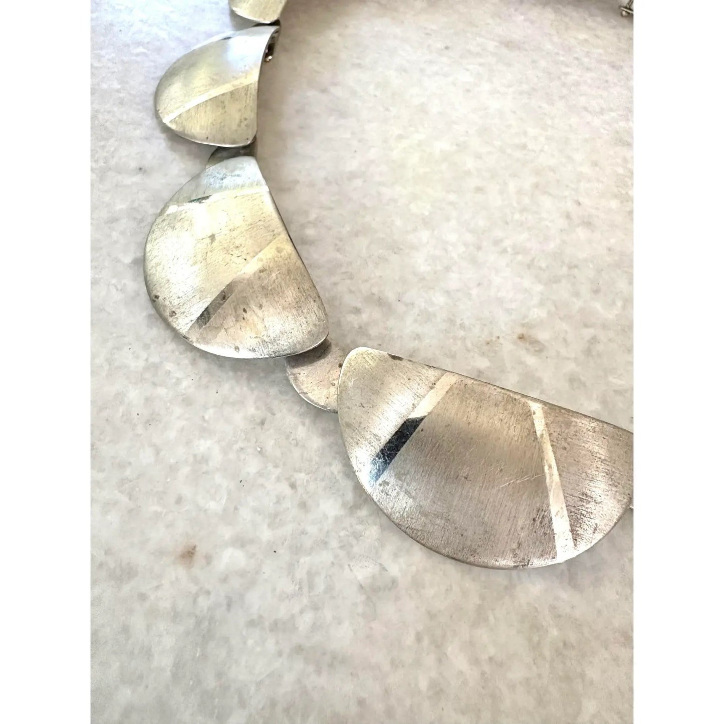 18" Chunky 800 Silver Necklace With Half Moon Design
