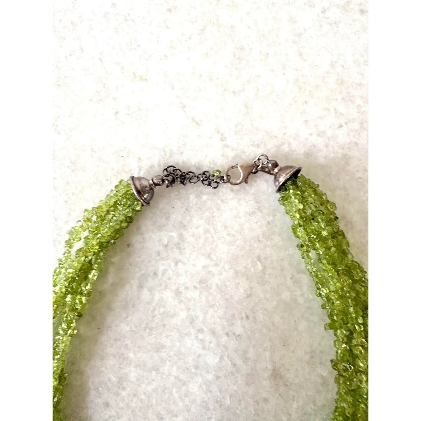 Vintage Multi Strand Peridot and Sterling Silver Necklace