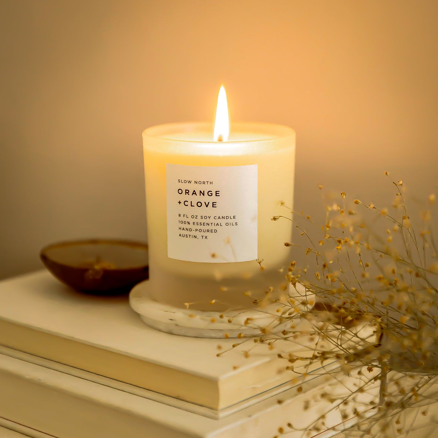 Naranja + Clavo - Vela de Soja No Tóxica con Aceites Esenciales, Favorita de Otoño