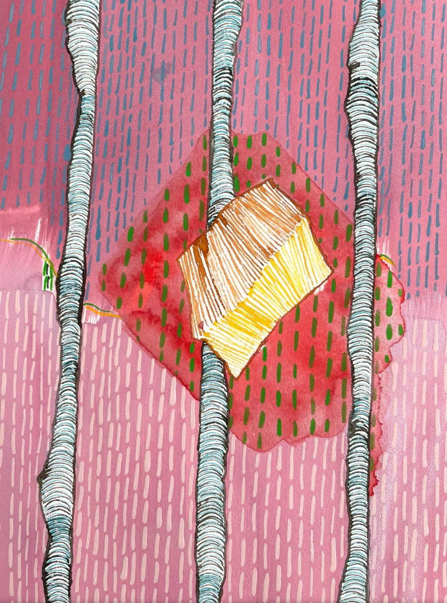 Barbara Beck 1988 Abstract Watercolor Painting on Paper