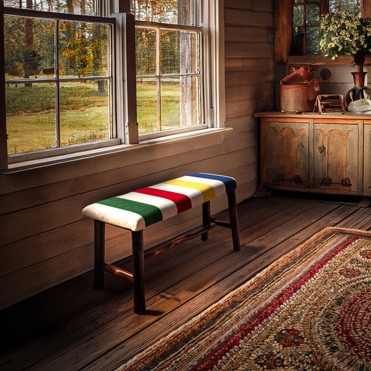 Hudson Bay Flat Woven Wool Top Hickory Bench