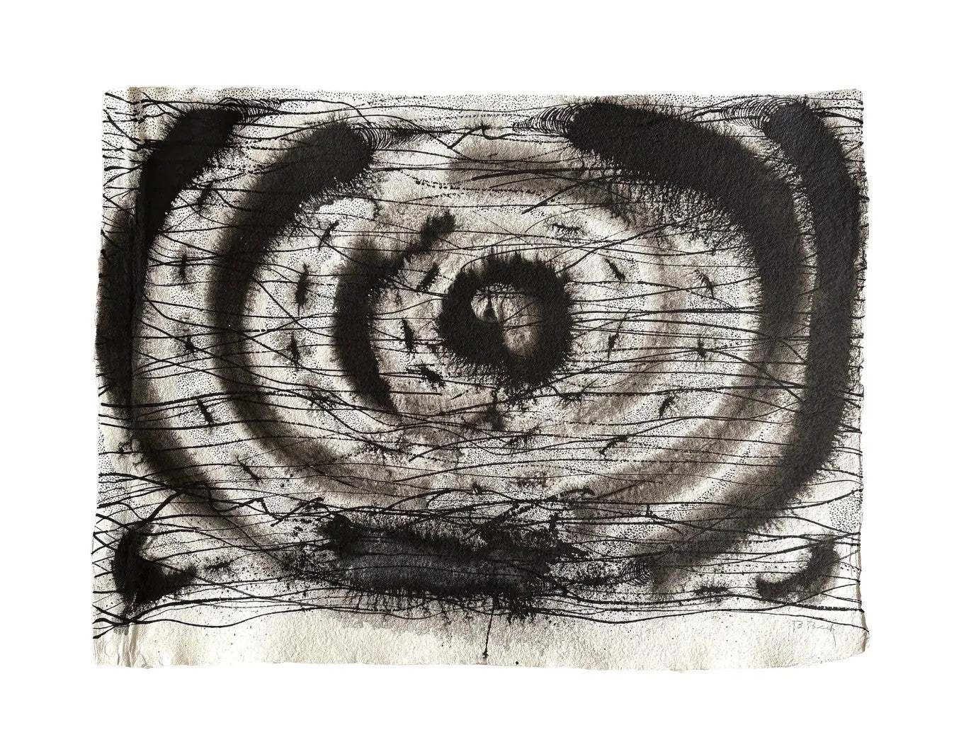 Barbara Beck Mid Century Modern Abstract Black Acrylic Painting on Paper