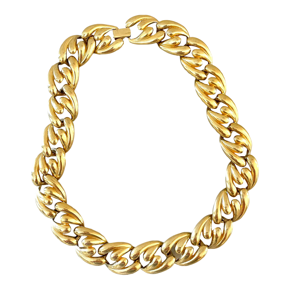1980s Gold Heavy Link Chain Necklace
