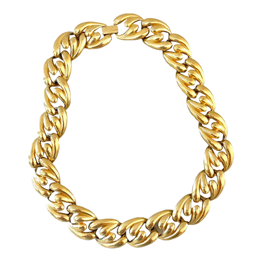 1980s Gold Heavy Link Chain Necklace