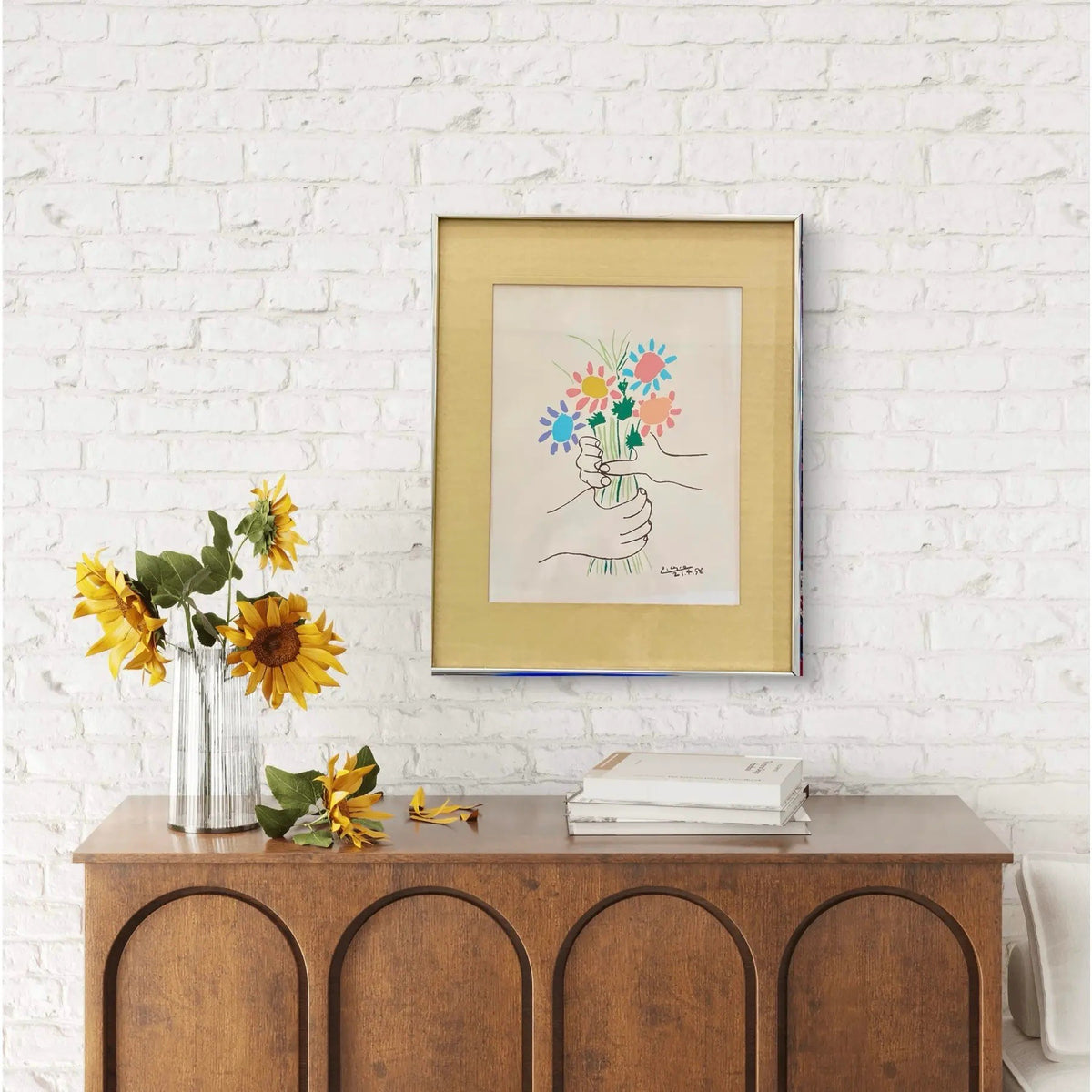 Pablo Picasso Vintage Mid Century Modernist Lithograph Print Metal Framed