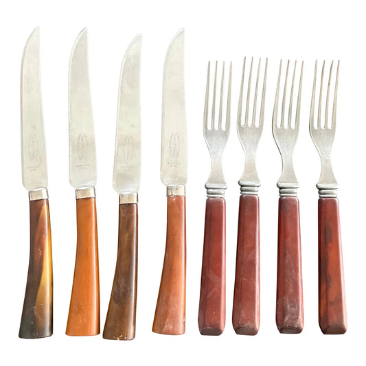 Vintage Bakelite Flatware Set, Sheffield, England Stainless Steel