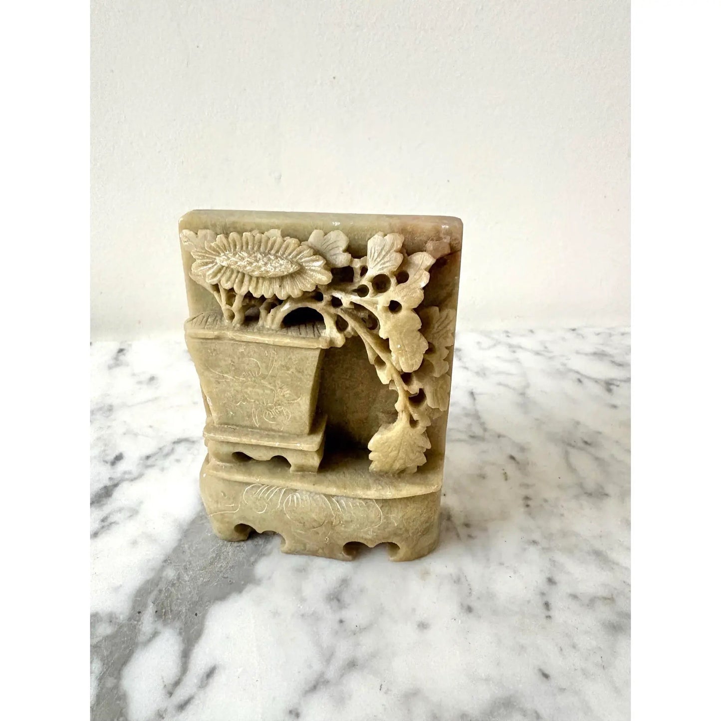 Sujetalibros chino de esteatita tallado a mano