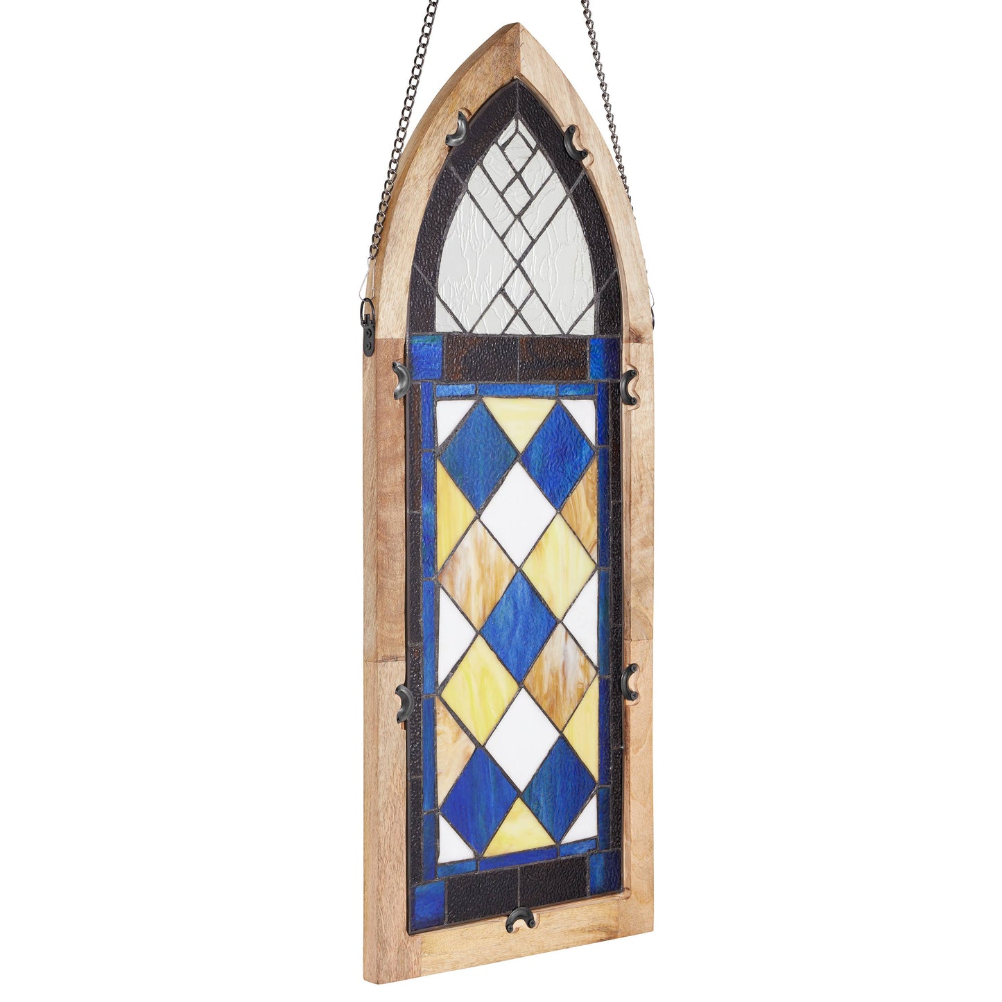 Victorian Style Checkerboard Stained Glass Window Panel