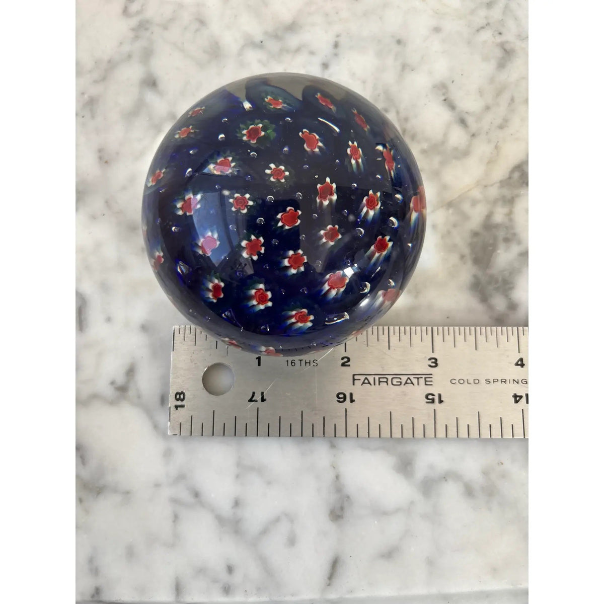 Murano Glass Millefiori Paperweight With Mini Flower Design