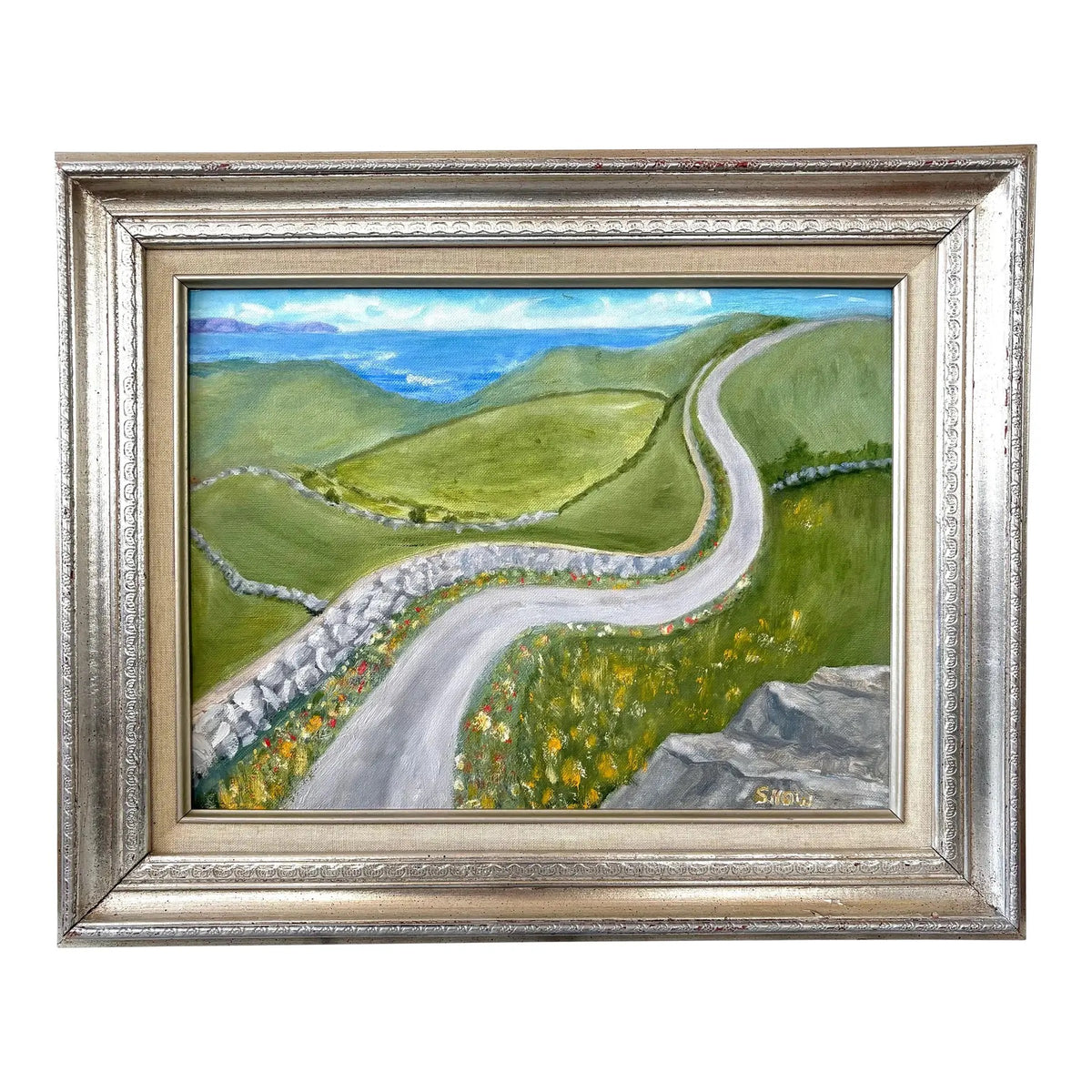 Ireland Path by Reta Snow, Oil on Board, Signs and Framed
