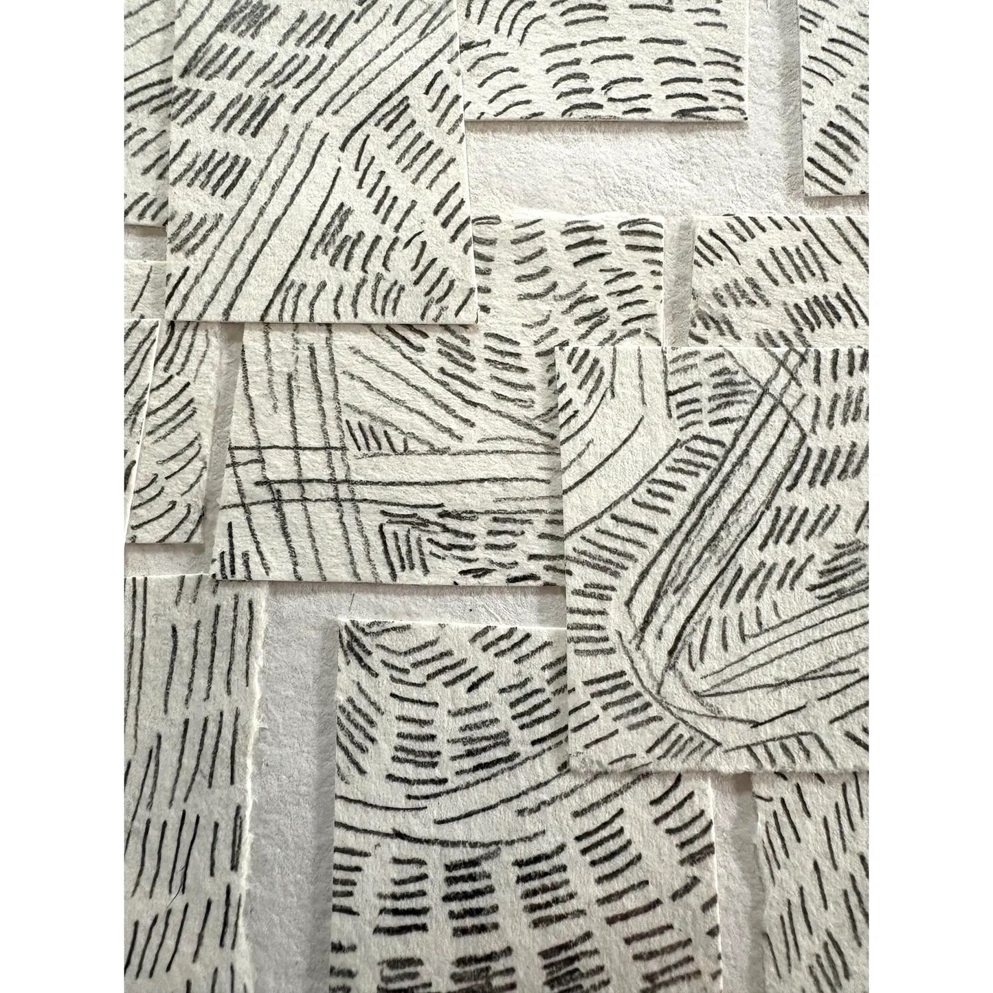 Barbara Beck Graphite on Paper, Cut Paper Collage in White Frame