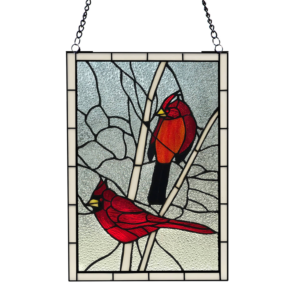 Stained Glass Annabelle Red Cardinal  Window Panel 18.5"H