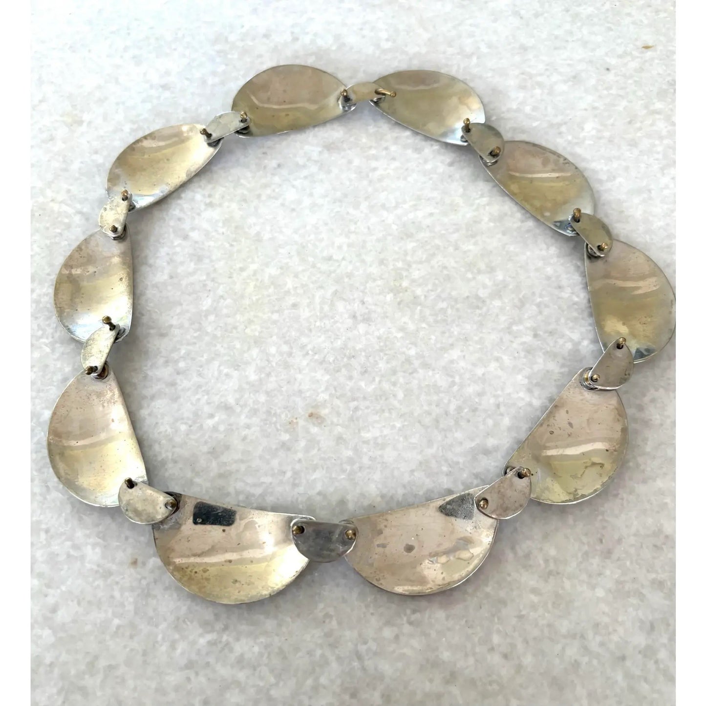 18" Chunky 800 Silver Necklace With Half Moon Design