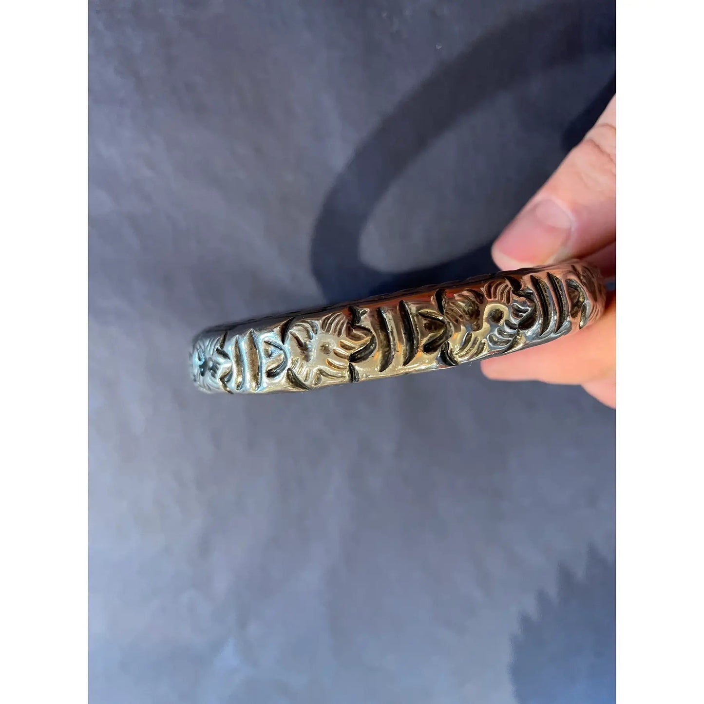 Vintage Sterling Silver Flourish Bangle Bracelet