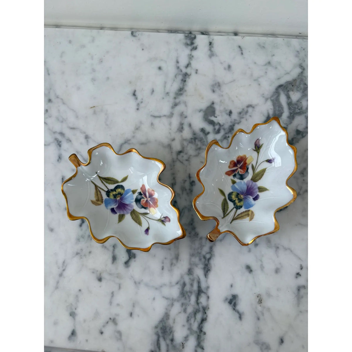 Limoges France Hand-painted Porcelain Accent Trays. Set of 2