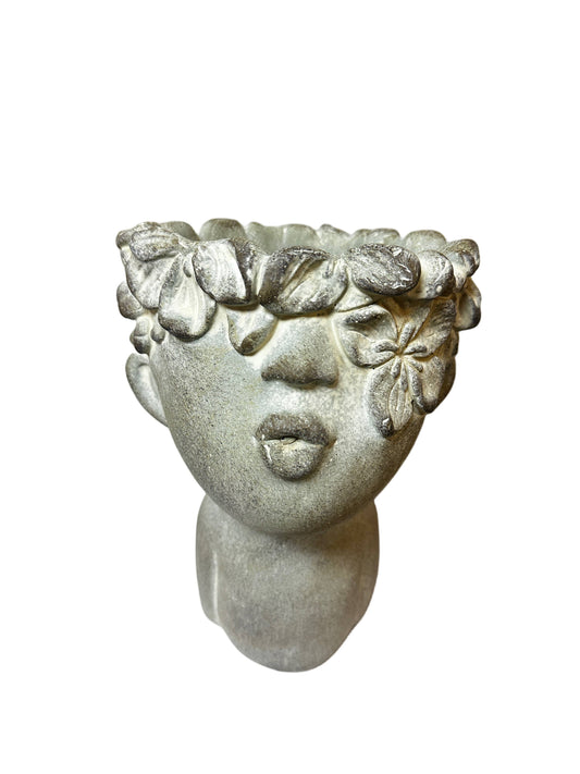 Vagabond Vintage - Concrete head kissing face succulent planter: LARGER, Large