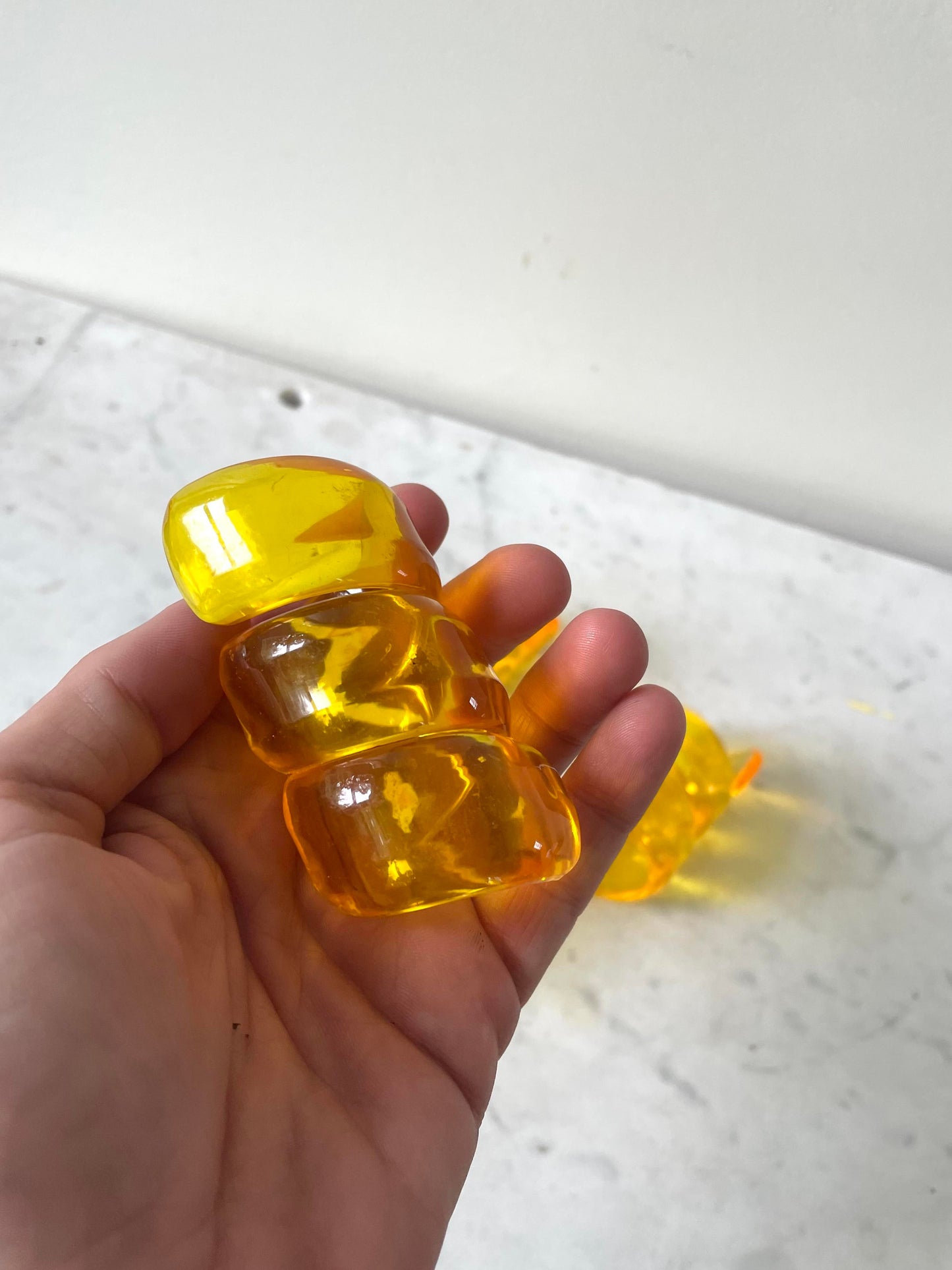 Vintage Yellow Acrylic Twist Napkins Rings