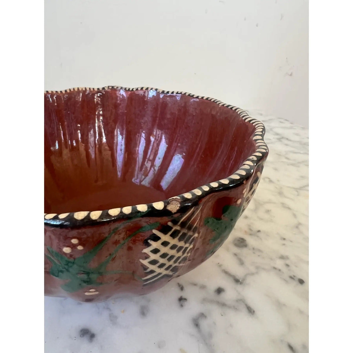 Small Handpainted Terra Cotta Bowl