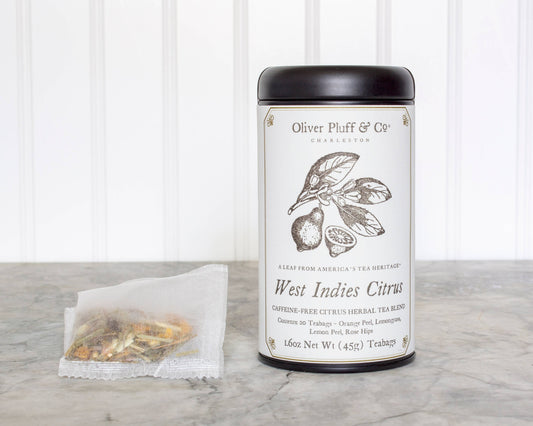 Oliver Pluff - Cítricos de las Indias Occidentales - 20 bolsitas de té en lata de té exclusiva