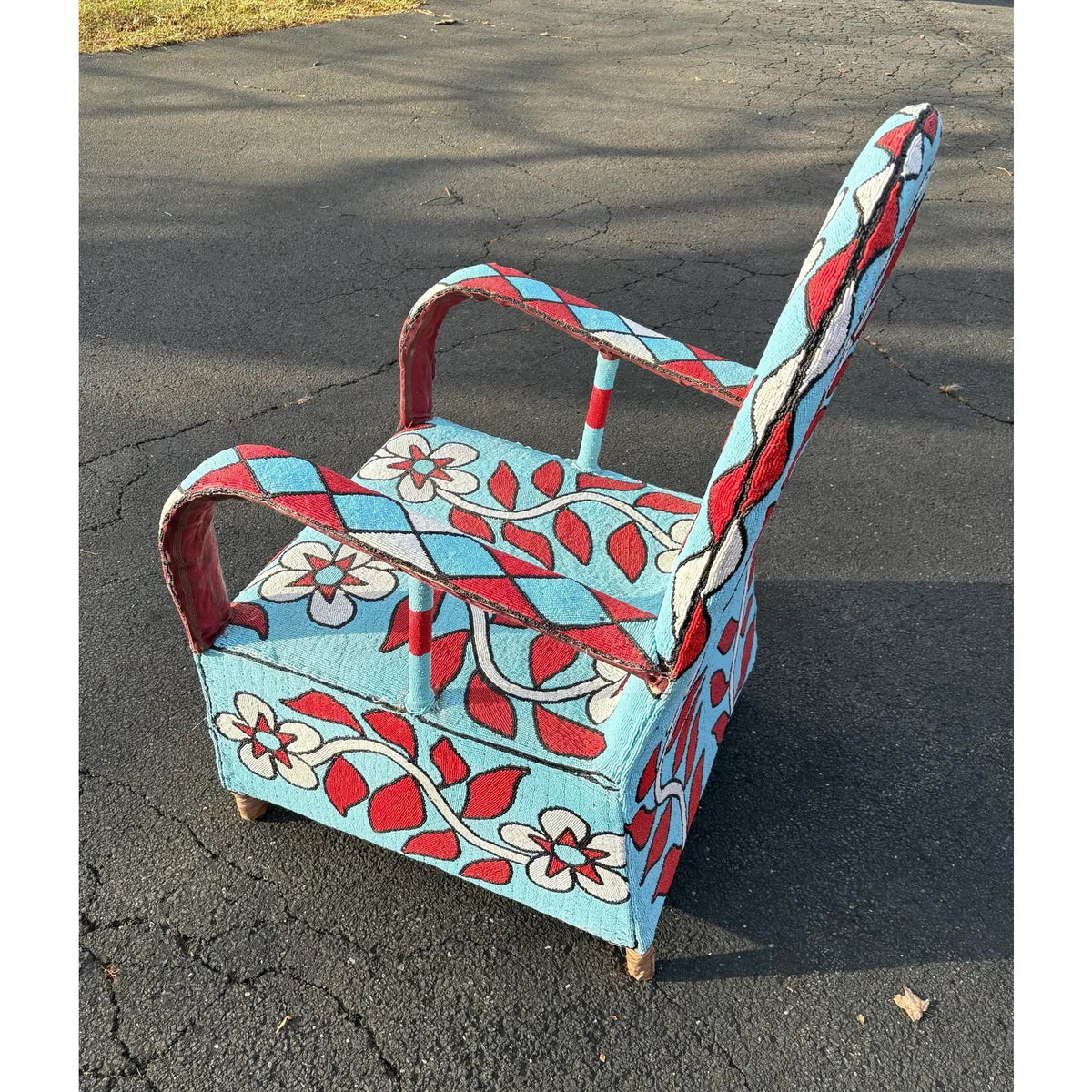 Yoruba Beaded Chair, a Traditional Nigerian Piece of Furniture Originally Made for Royalty