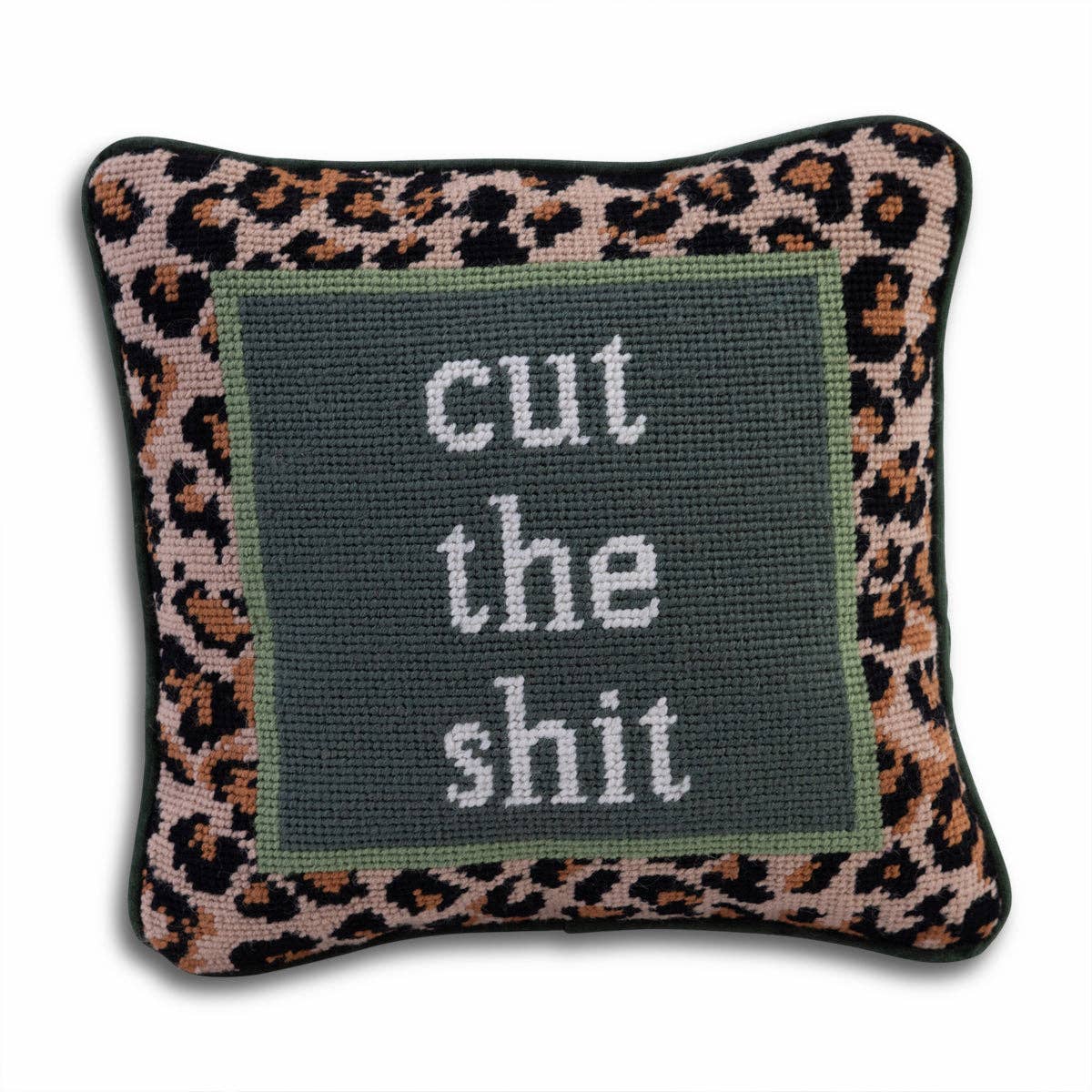Furbish Studio - Cut The Shit Needlepoint Pillow