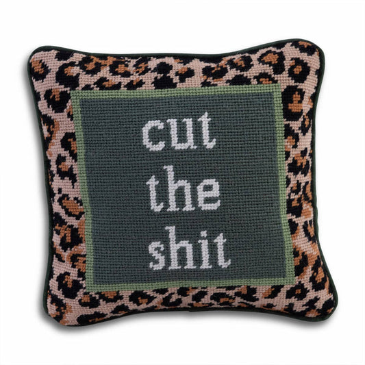 Furbish Studio - Cut The Shit Needlepoint Pillow