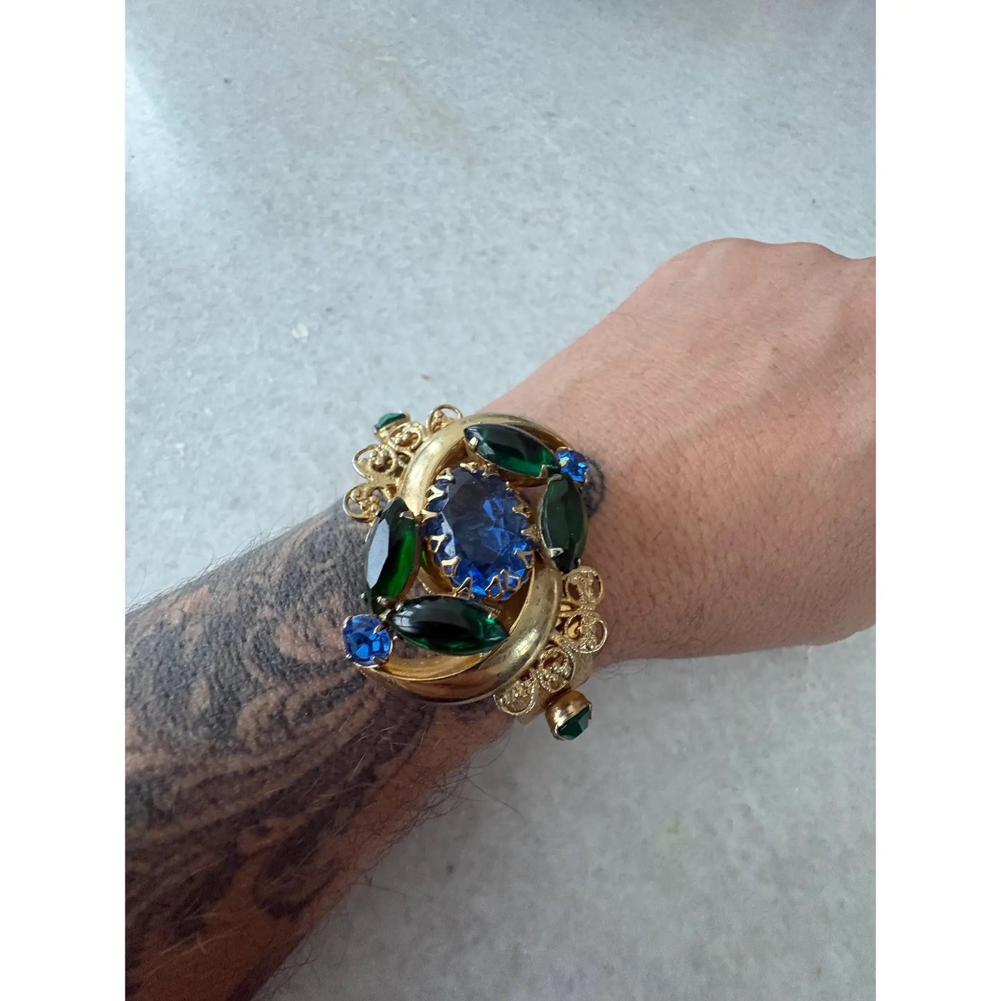 Impresionante Brazalete Rígido (Clamper) Azul Verde Selro Selini