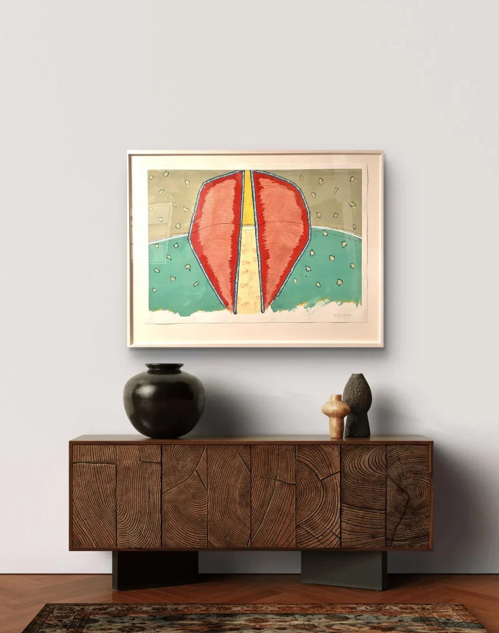 Barbara Beck 2000 Abstract Watercolor Painting on Paper in Original Wood Frame